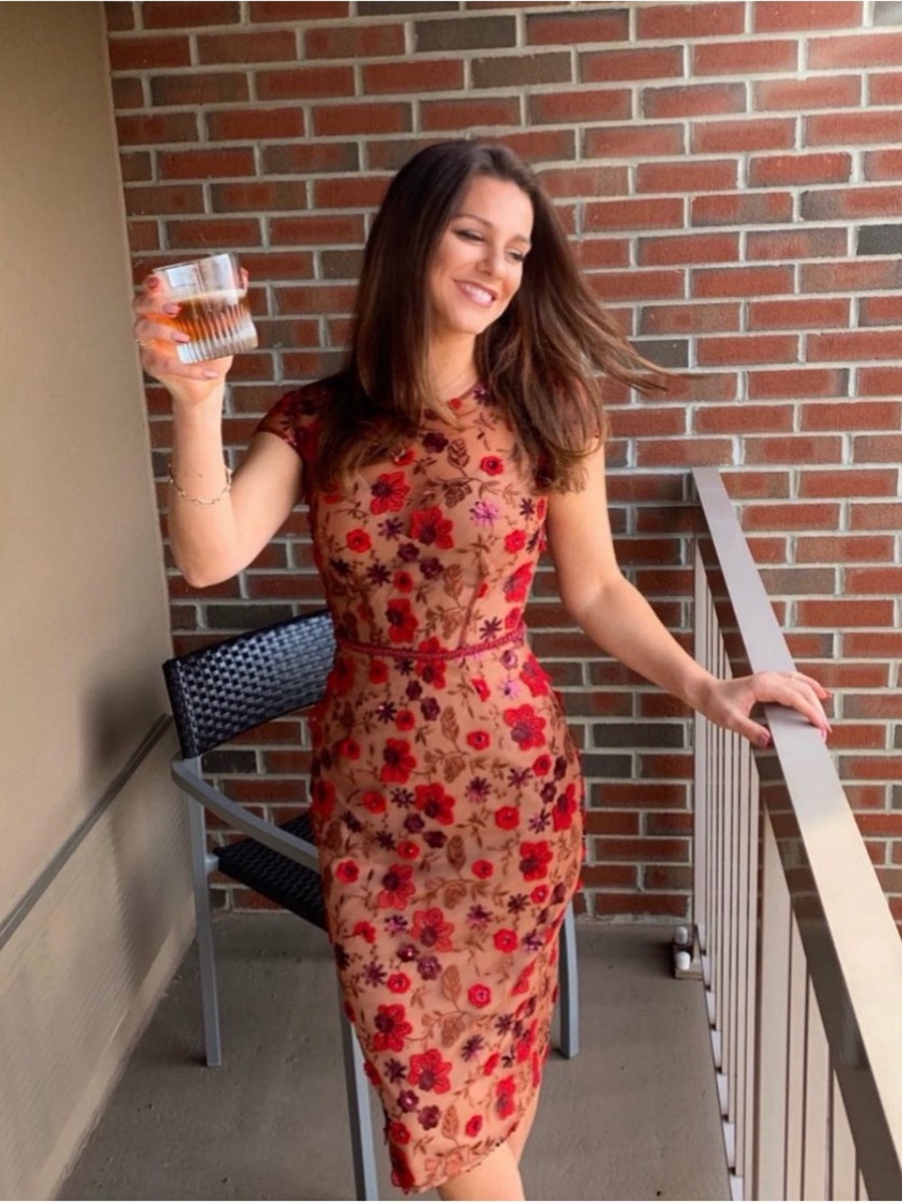Bronx and Banco Floral Embroidered Midi Dress – Size Small